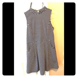 High neck polka dot dress with pockets